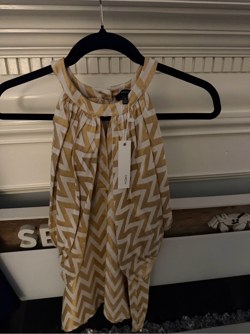 DREW Gold & Cream Geometric Print top